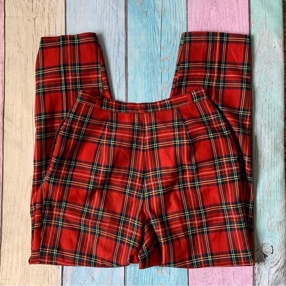 Vintage happy legs high waist Red Plaid Trousers - Picture 7 of 7